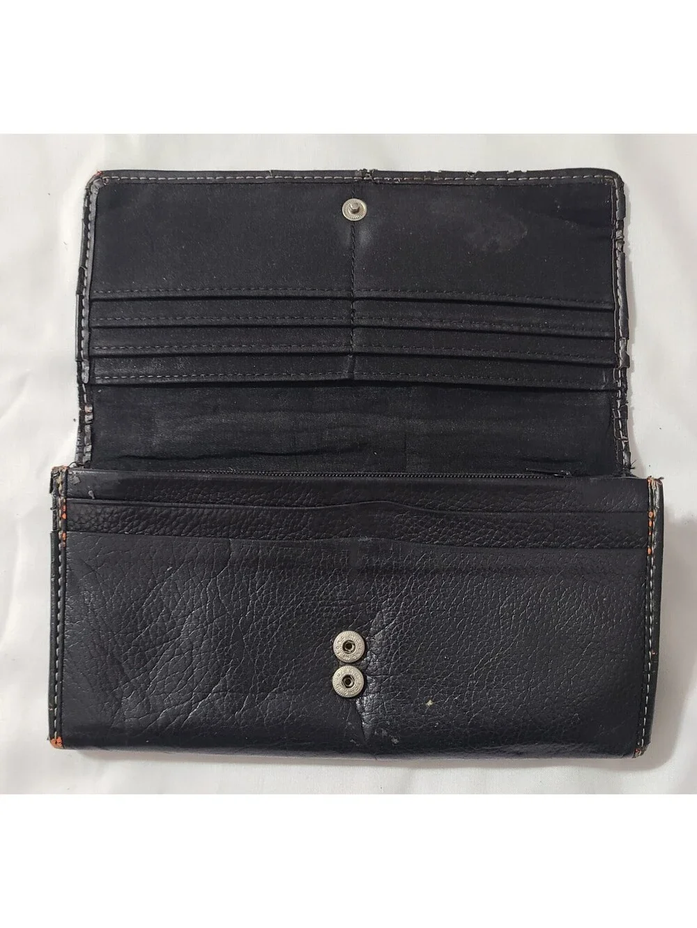 Vtg Kenneth Cole Reaction Black Leather Trifold Wallet  Clutch CC Organizer FUC